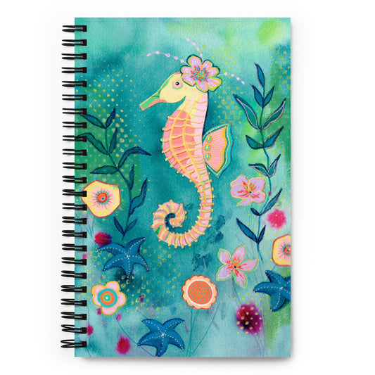 Seahorse- Spiral notebook - Aquamarine Design - Artistic Gifts for Women - Art by Artist Tania Herrera from Aquamarine Design Studio