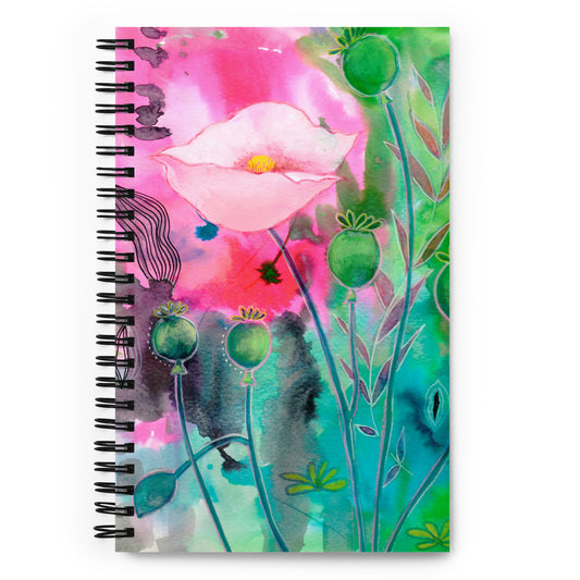 Poppy- Spiral notebook - Aquamarine Design - Artistic Gifts for Women - Art by Artist Tania Herrera from Aquamarine Design Studio