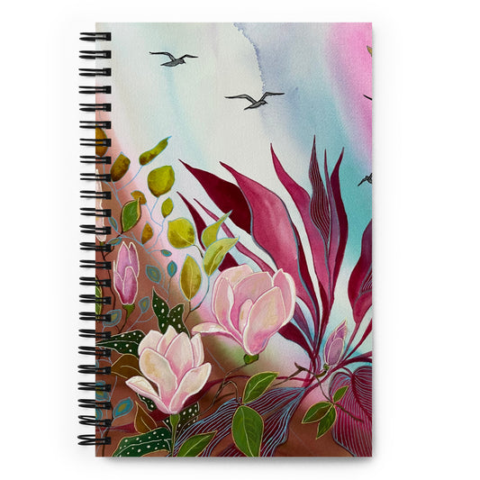 Pink Garden-Spiral notebook - Aquamarine Design - Artistic Gifts for Women - Art by Artist Tania Herrera from Aquamarine Design Studio