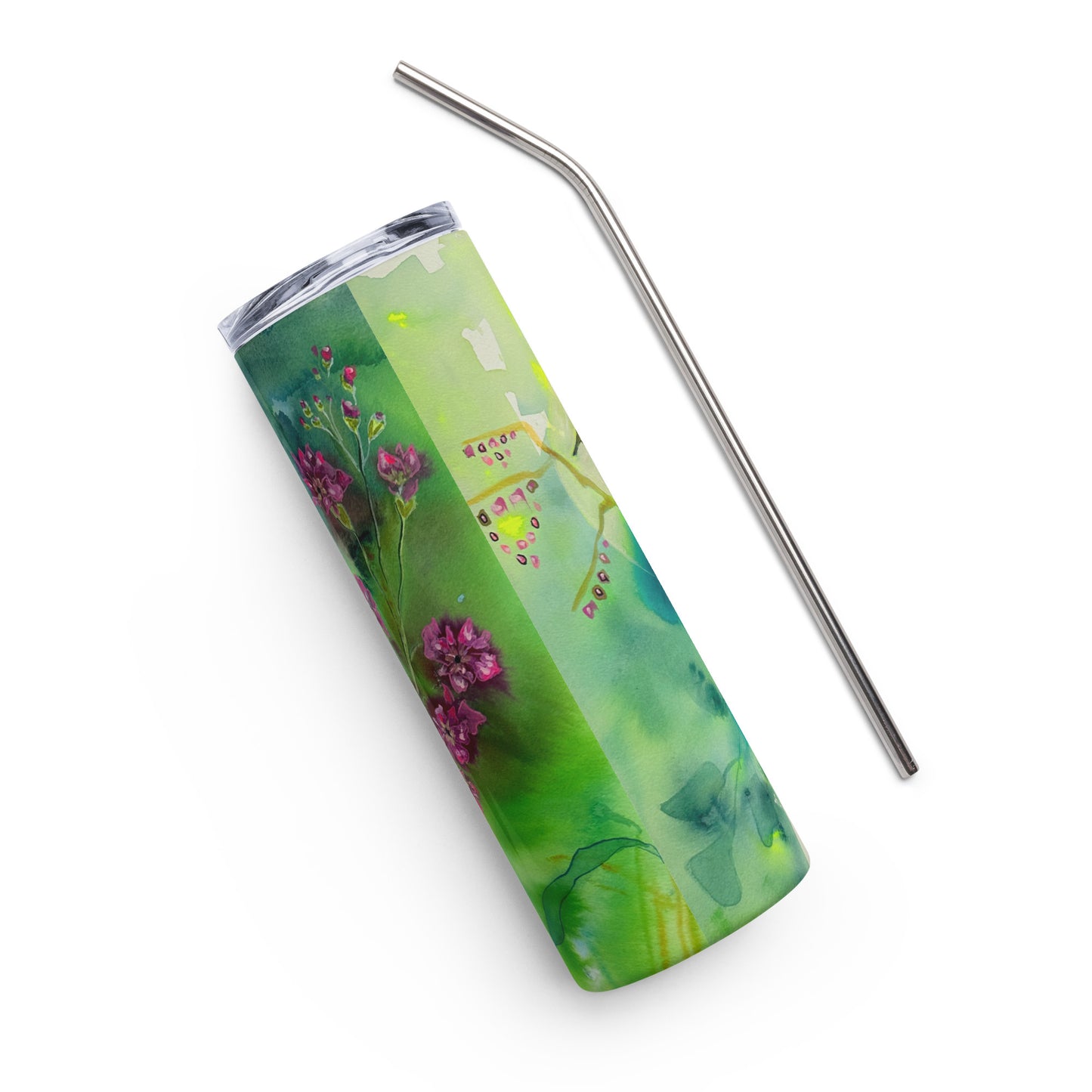 Birds Chirping Stainless steel tumbler - Aquamarine Design - Artistic Gifts for Women - Art by Artist Tania Herrera from Aquamarine Design Studio