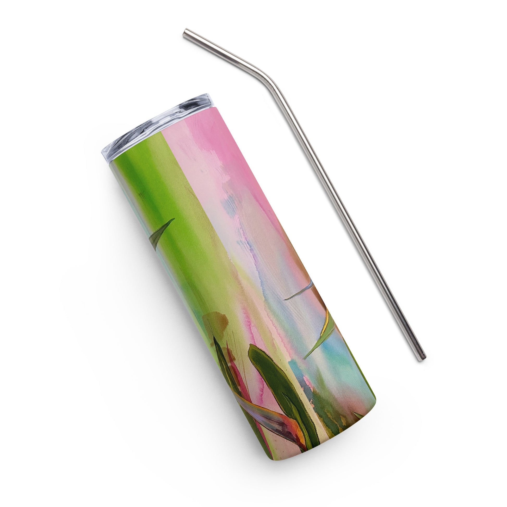 Birds of Paradise Stainless steel tumbler - Aquamarine Design - Artistic Gifts for Women - Art by Artist Tania Herrera from Aquamarine Design Studio