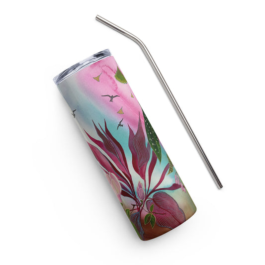 Pink Garden Tumbler - Aquamarine Design - Artistic Gifts for Women - Art by Artist Tania Herrera from Aquamarine Design Studio