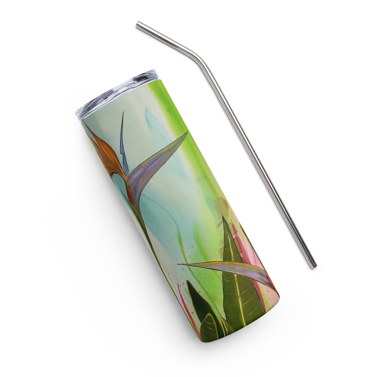 Birds of Paradise Stainless steel tumbler - Aquamarine Design - Artistic Gifts for Women - Art by Artist Tania Herrera from Aquamarine Design Studio