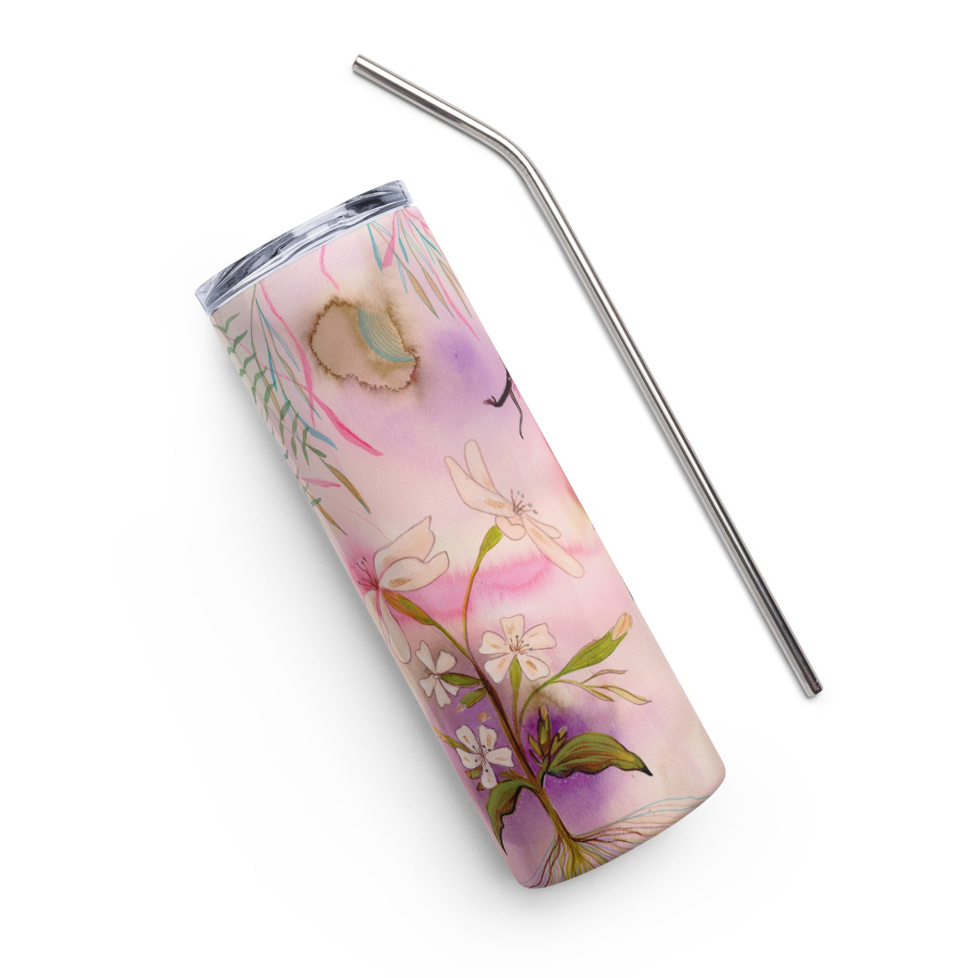 Beautiful garden Tumbler - Aquamarine Design - Artistic Gifts for Women - Art by Artist Tania Herrera from Aquamarine Design Studio