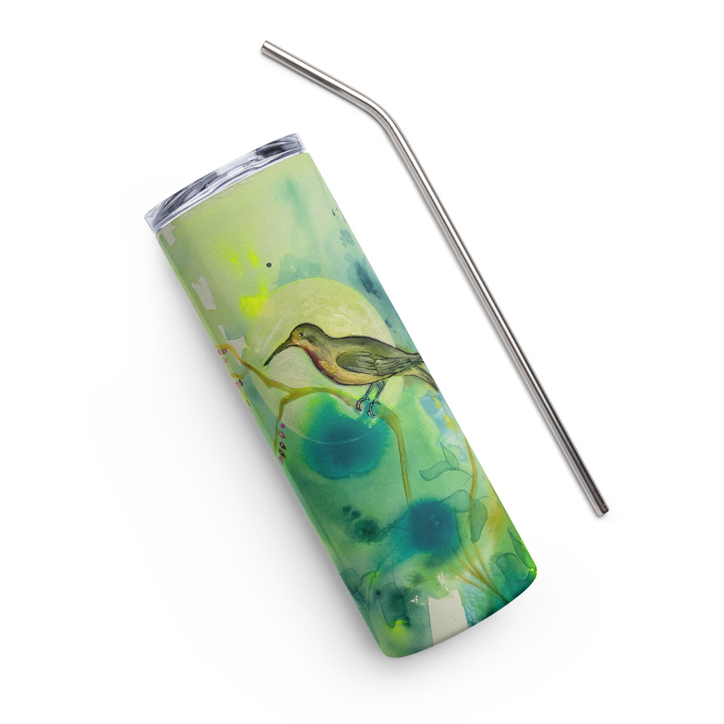 Birds Chirping Stainless steel tumbler - Aquamarine Design - Artistic Gifts for Women - Art by Artist Tania Herrera from Aquamarine Design Studio