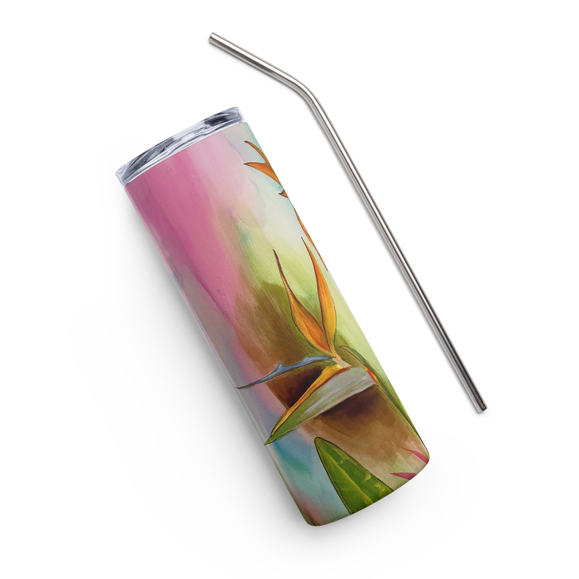 Birds of Paradise Stainless steel tumbler - Aquamarine Design - Artistic Gifts for Women - Art by Artist Tania Herrera from Aquamarine Design Studio