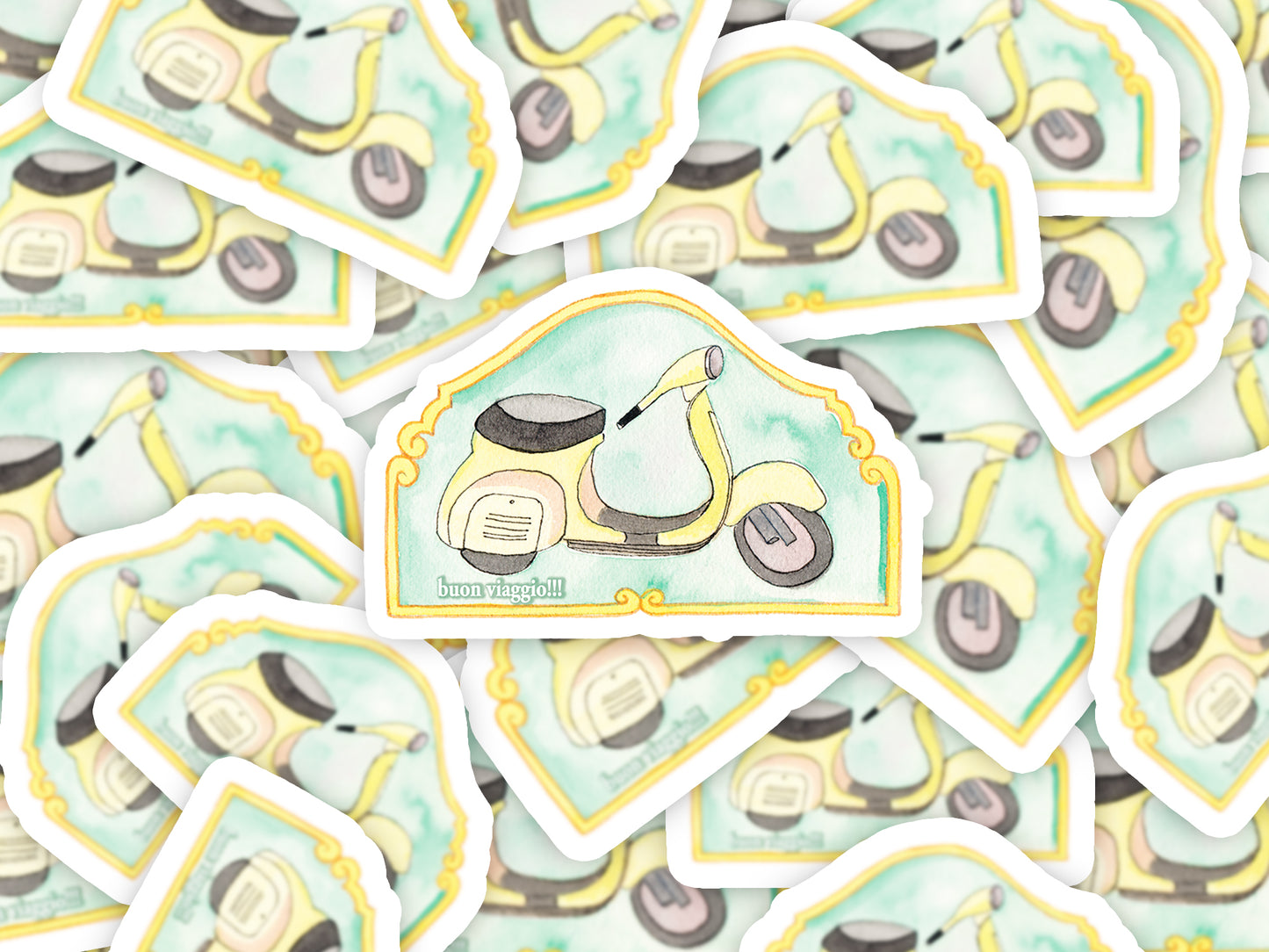 Yellow Vespa Bubble-free stickers