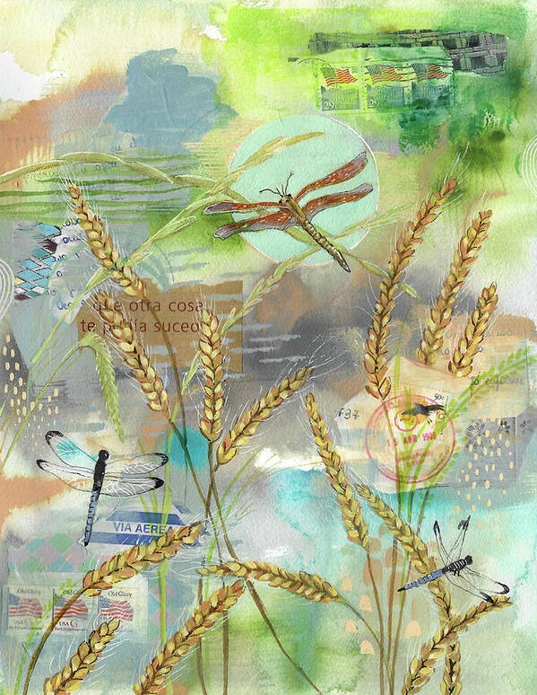 Dragonflies on the Wheat Field - Art Print