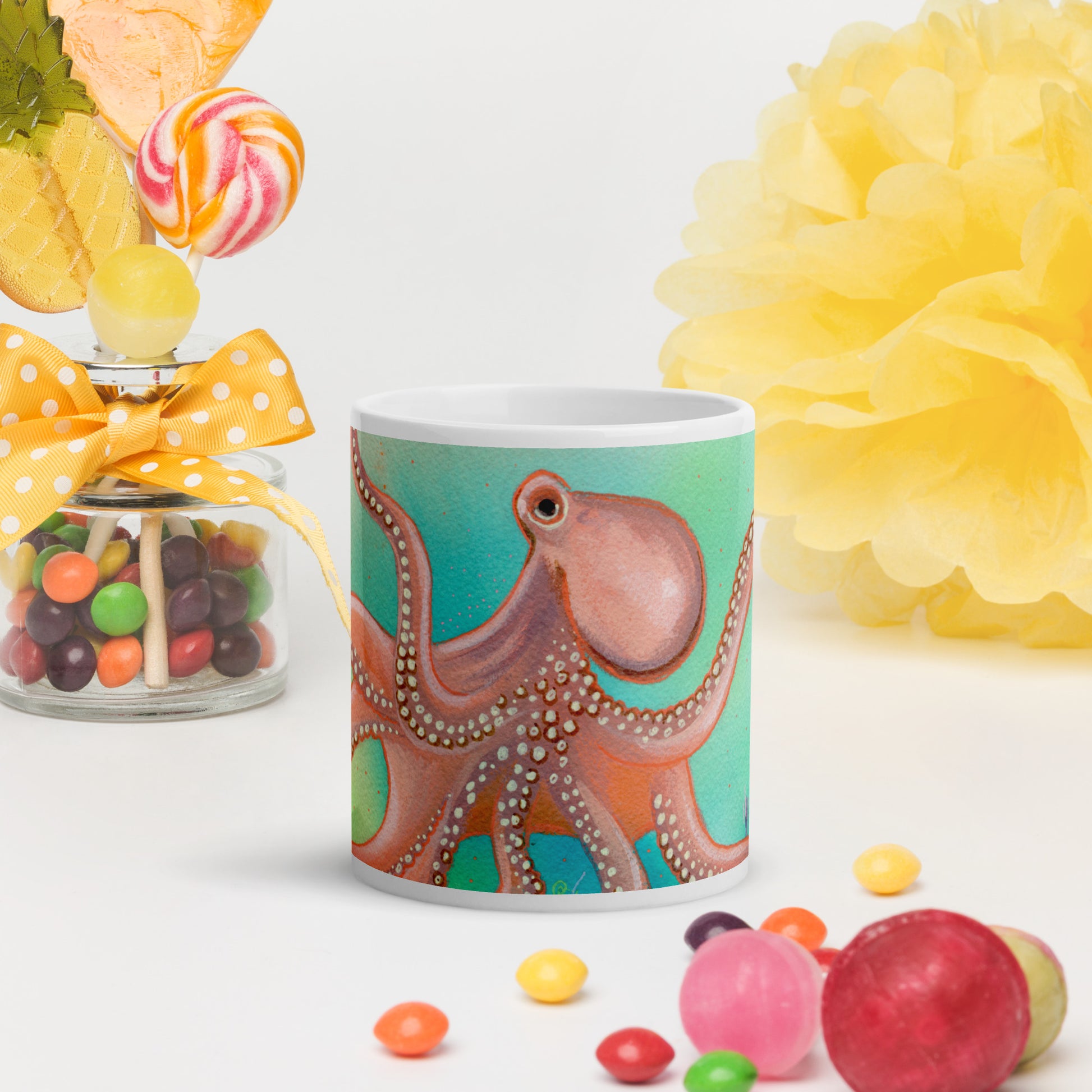 Octopus mug - Aquamarine Design - Artistic Gifts for Women - Art by Artist Tania Herrera from Aquamarine Design Studio