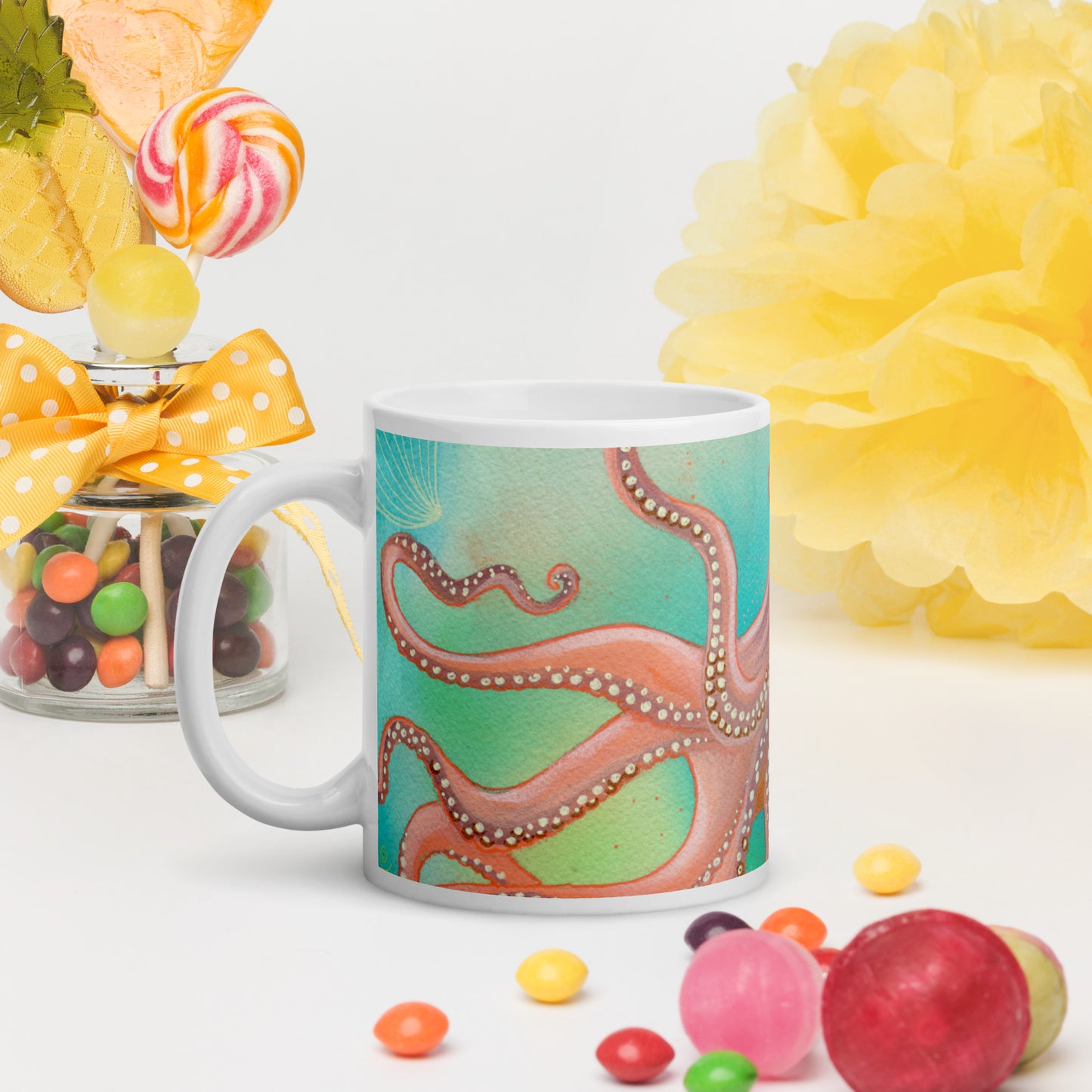 Octopus mug - Aquamarine Design - Artistic Gifts for Women - Art by Artist Tania Herrera from Aquamarine Design Studio