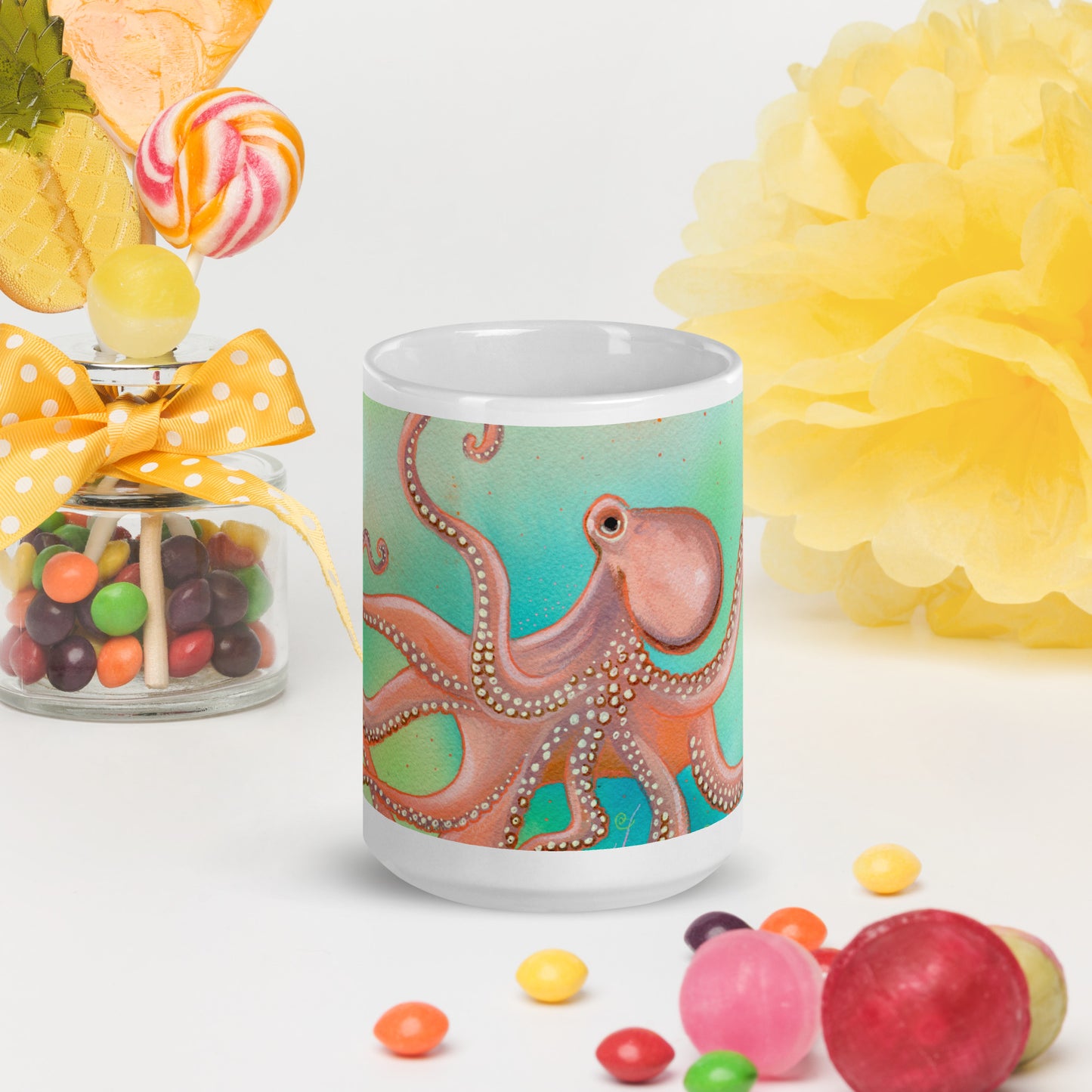 Octopus mug - Aquamarine Design - Artistic Gifts for Women - Art by Artist Tania Herrera from Aquamarine Design Studio