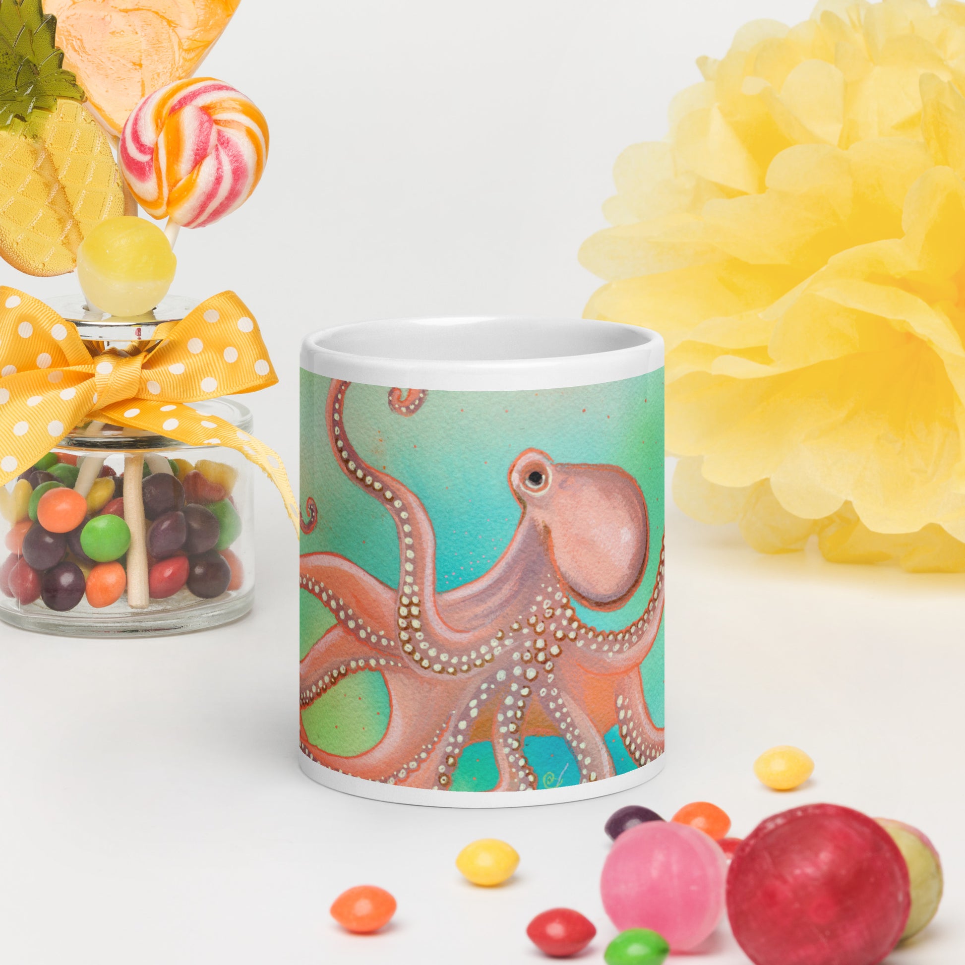 Octopus mug - Aquamarine Design - Artistic Gifts for Women - Art by Artist Tania Herrera from Aquamarine Design Studio