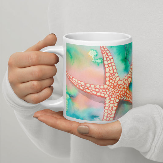 Starfish mug - Aquamarine Design - Artistic Gifts for Women - Art by Artist Tania Herrera from Aquamarine Design Studio