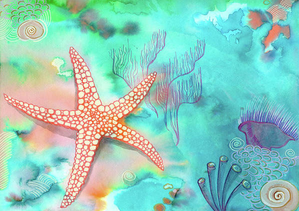 Starfish - Art Print - Aquamarine Design - Artistic Gifts for Women - Art by Artist Tania Herrera from Aquamarine Design Studio