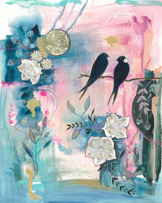 Birds Couple - Art Print - Aquamarine Design - Artistic Gifts for Women - Art by Artist Tania Herrera from Aquamarine Design Studio