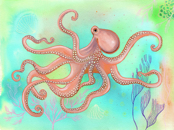 Octopus - Art Print - Aquamarine Design - Artistic Gifts for Women - Art by Artist Tania Herrera from Aquamarine Design Studio